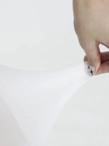 大碼素色褲襪 - 白色 - 查看 4