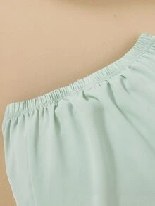 Baby Ruffle Trim Peplum Top & Shorts & Headband - Mint Green - View 6