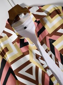 Manfinity Men Geo Print Shirt Without Tee - Multicolor - View 5