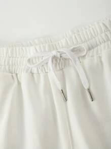 Manfinity Hypemode Men Letter Graphic Tee & Drawstring Waist Shorts - Blue and White - View 4