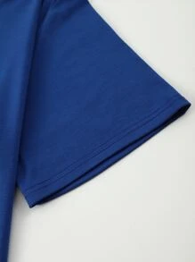 Manfinity Hypemode Men Letter Graphic Tee & Drawstring Waist Shorts - Blue and White - View 6