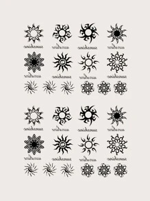 Pegatina de tatuaje de totem solar para mujer, paquete de 2 - Multicolor - Ver 2