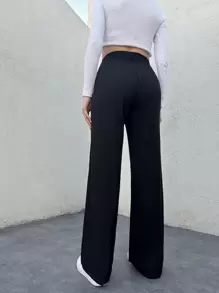 Cloudara Slant Pocket Flare Leg Suit Trousers Without Belt - Black - View 2