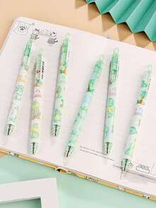 2 piezas Pluma de gel con estampado de dibujos animados al azar - Multicolor - Ver 2