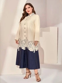 Mulvari Vestido camisero de color combinado con estampado floral - Multicolor - Ver 4