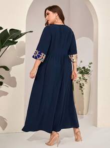 Al Najma 大碼印花亮片拼接連衣裙 - 藏蓝色 - 查看 2