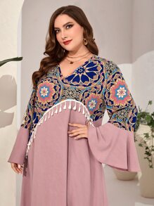 Al Najma Đầm Plus Size mép Hoa Boho - Nhiều màu - Xem 4