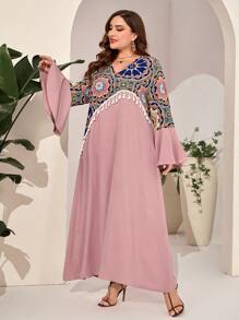 Al Najma Đầm Plus Size mép Hoa Boho - Nhiều màu - Xem 5