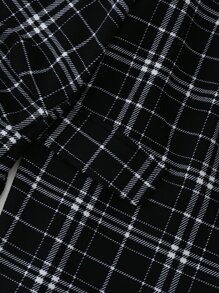 Mulvari Plus Plaid Print Shawl Collar Blazer - Black and White - View 4