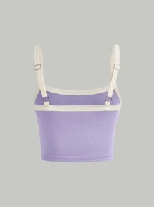 SHEIN MOD Áo hai dây Tương phản ràng buộc màu trơn Giải trí - Màu Lilac Tím - Xem 4
