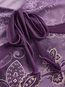 SHEIN ICON Áo hai dây Nơ Bướm Xù nhỏ Paisley Boho - Màu Lilac Tím - Xem 3