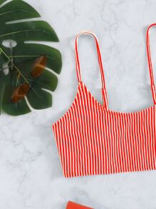 Vertical Striped Summer Beach Bikini Set - Orange - View 6