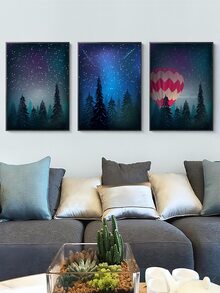 3入組樹圖案無框畫 - 彩色 - 查看 6