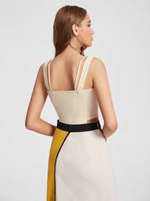 Aletia Solid Crop Tank Top - Apricot - View 2