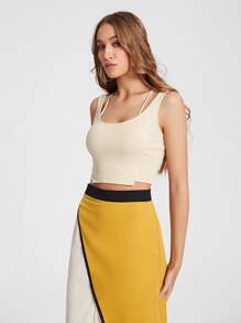 Aletia Solid Crop Tank Top - Apricot - View 4