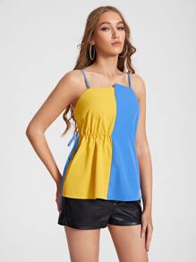 Aletia Top de tirantes de dos tonos con nudo de cordón lado - Multicolor - Ver 1