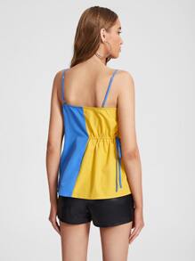 Aletia Top de tirantes de dos tonos con nudo de cordón lado - Multicolor - Ver 2