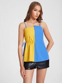 Aletia Top de tirantes de dos tonos con nudo de cordón lado - Multicolor - Ver 3