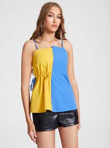 Aletia Top de tirantes de dos tonos con nudo de cordón lado - Multicolor - Ver 4