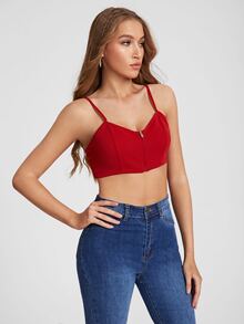 Aletia Contrast Trim Drawstring Waist Blouse & Cami Top - Black - View 3