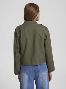 Xqste by Paulette Lewis Flap Pocket Zip Up Jacket - Army Green - View 2