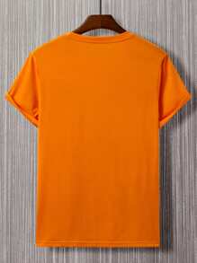 Manfinity Homme Men Letter Graphic Tee - Orange - View 2