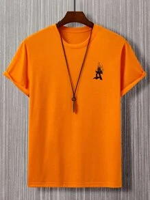 Manfinity Homme Men Letter Graphic Tee - Orange - View 4