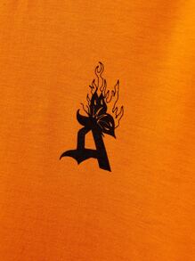 Manfinity Homme Men Letter Graphic Tee - Orange - View 5