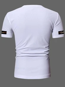 Manfinity Hombres Camiseta letra y mariposa con estampado - Blanco - Ver 2