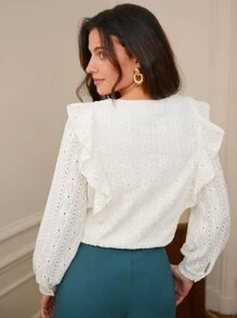 SHEIN Frenchy Áo thun nữ Xù Tranh thêu màu trơn Giải trí - trắng - Xem 2