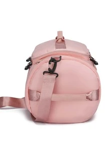 Foldable Nylon Travel Bag With Wet Dry Separation Pockets & Shoe Compartment For Business, Gym, Outdoor Sports - Pink - View 5