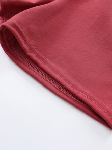 SHEIN Toddler Boys Solid Tank Top & Knot Front Shorts - Burgundy - View 5