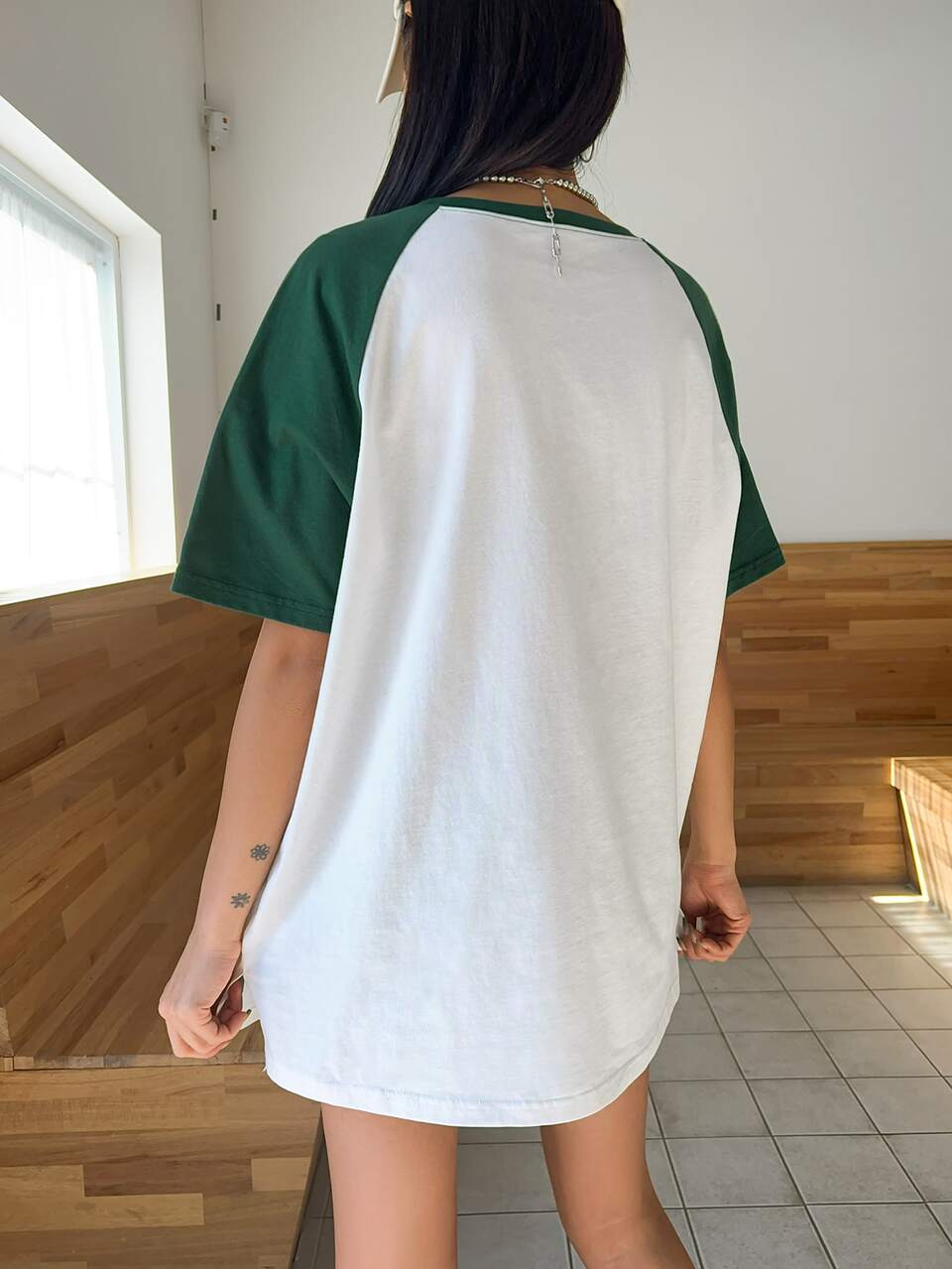 Colorblock Letter Graphic Raglan Sleeve Tee