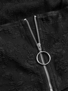 SHEIN MOD Áo hai dây Lộ Lưng Ngọc trai Pha lê kim cương Dây kéo màu trơn Thanh lịch - màu đen - Xem 4