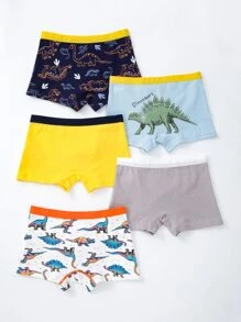 Young Boy 5pcs Cartoon Dinosaur Print Boxer Brief Boxers For Boystoddler Boys Underweartoddler Boy Underwearboy Underwear For Boysunderwear For Boys - Multicolor - View 2
