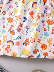 小女童印花泡泡袖襯衫 - 白色 - 查看 5