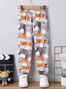小男童卡通圖案長褲 - 彩色 - 查看 1