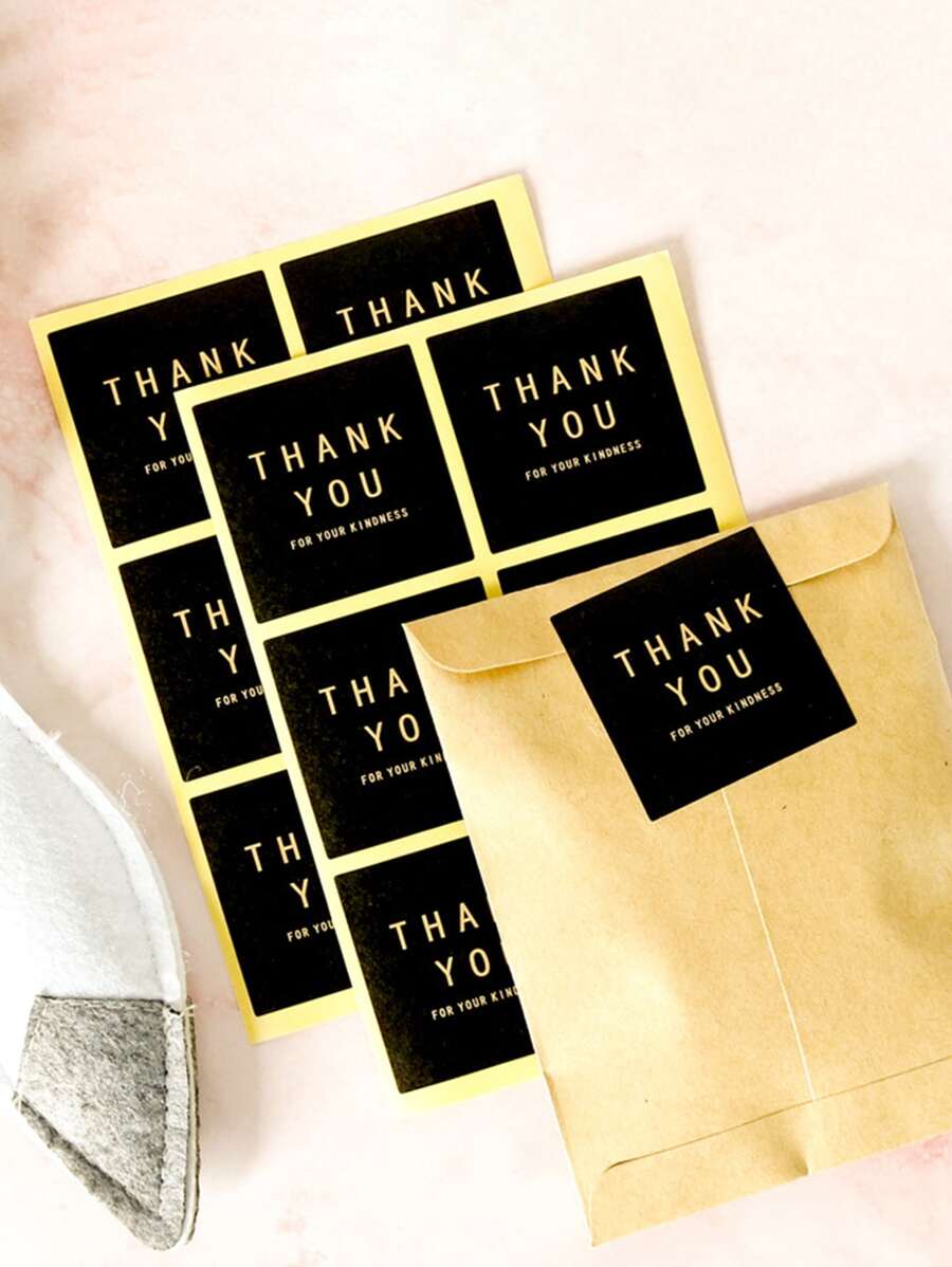 5 piezas Pegatina de regalo con estampado de slogan - Multicolor - Ver 1