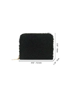 Minimalist Fuzzy Small Wallet - Black - View 3