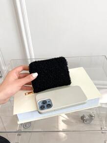 Minimalist Fuzzy Small Wallet - Black - View 4