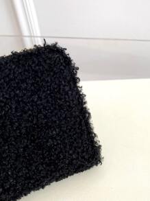 Minimalist Fuzzy Small Wallet - Black - View 5