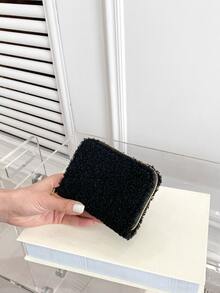 Minimalist Fuzzy Small Wallet - Black - View 8