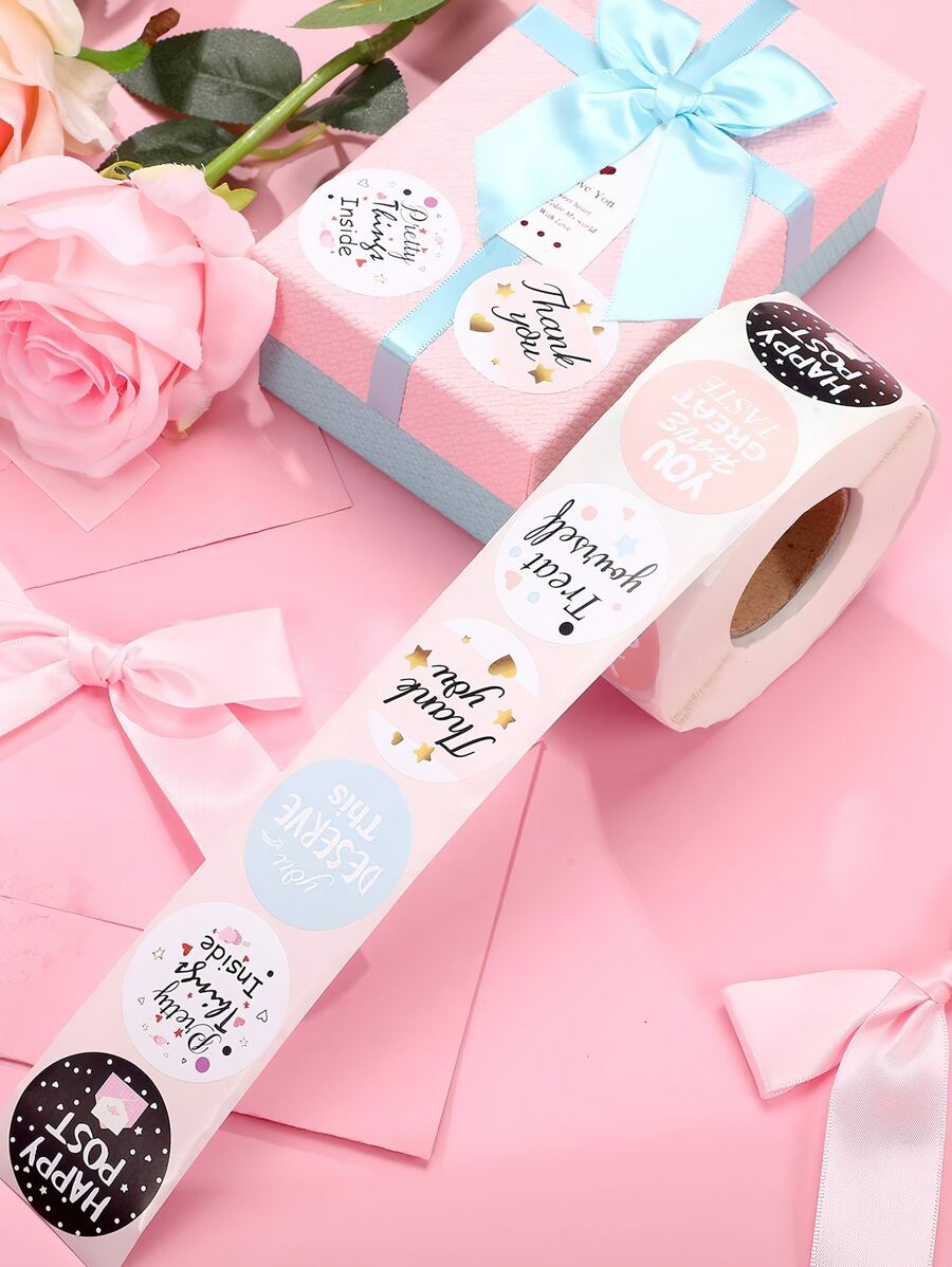 1roll Slogan Graphic Gift Sticker