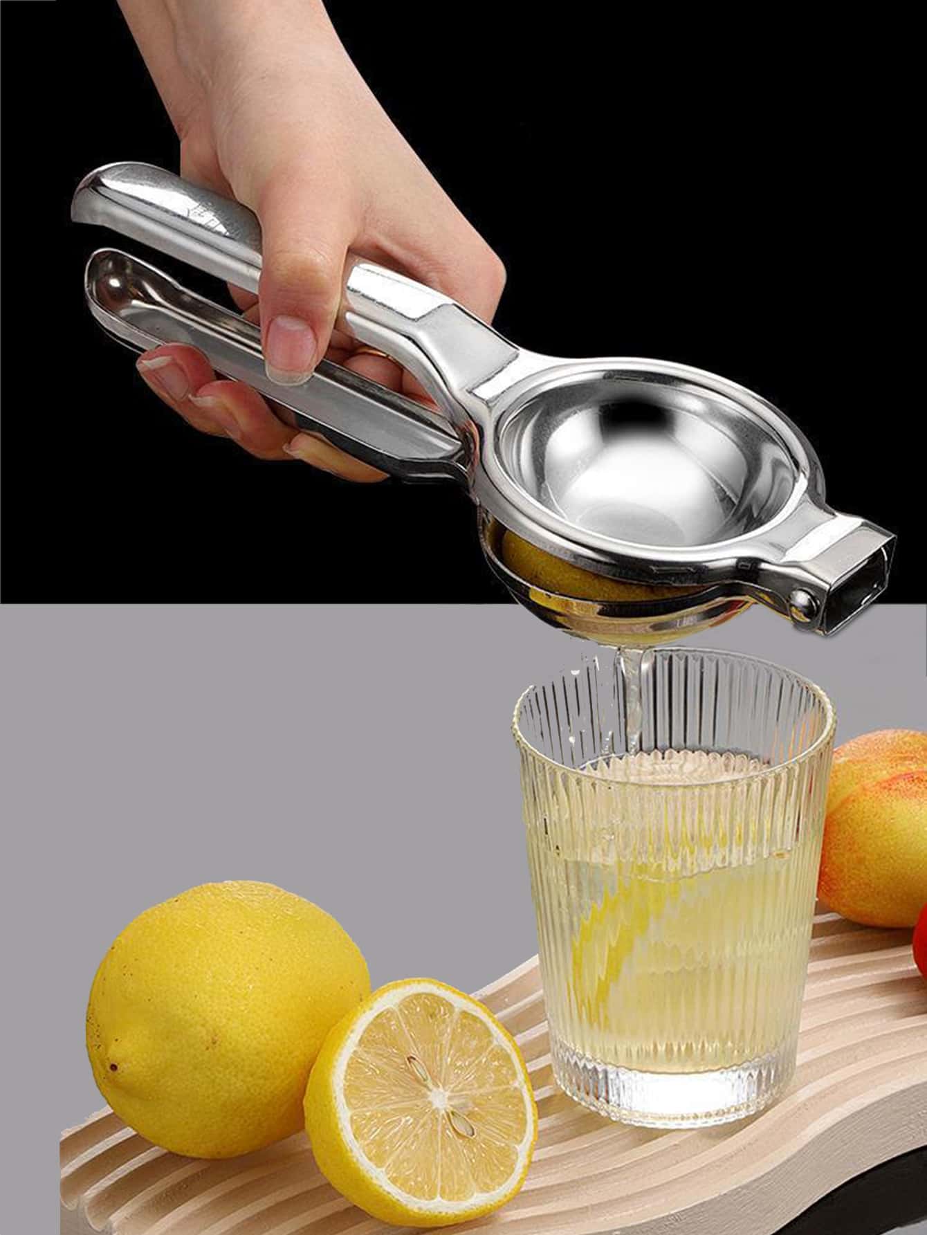 1入組不銹鋼手動榨汁機 - 銀色 - 查看 1
