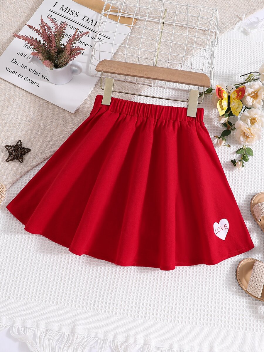 女孩字母和心形圖案喇叭半身裙