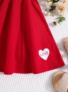 女孩字母和心形圖案喇叭半身裙