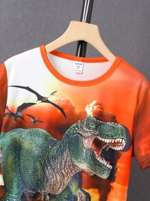 SHEIN 男孩恐龍印花T恤 - 彩色 - 查看 3