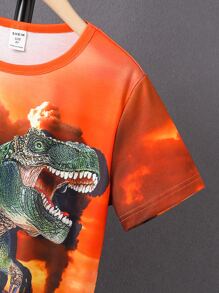 SHEIN 男孩恐龍印花T恤 - 彩色 - 查看 4
