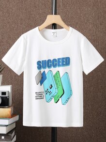 Boys Slogan Graphic Tee - White - View 1