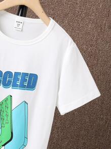 Boys Slogan Graphic Tee - White - View 3